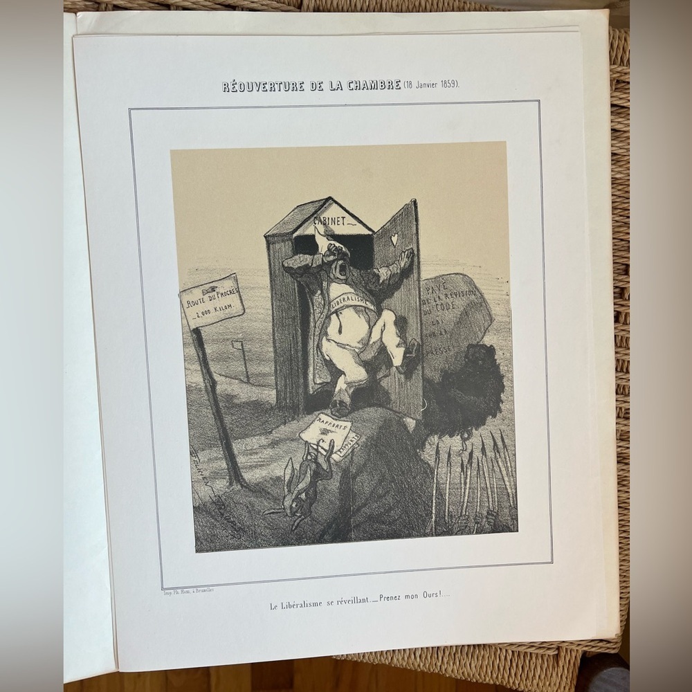 Vintage Félicien Rops Satirical Print – “Le Libéralisme se réveillant…“